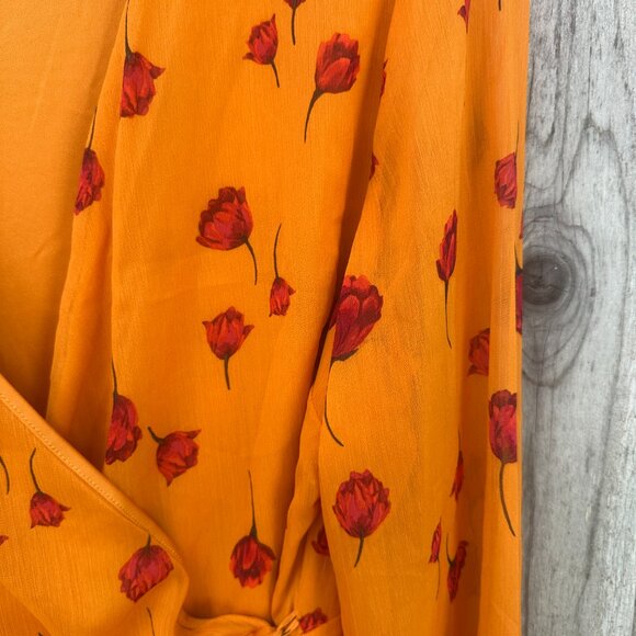 Lush Mareena Red Poppy Floral Wrap Long Sleeve Dress - Picture 9 of 12